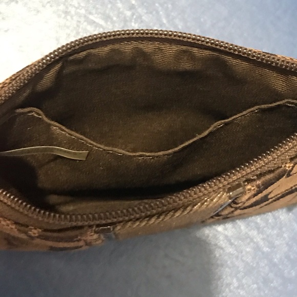 Coach brown signature w/leather trim wristlet - Picture 7 of 14